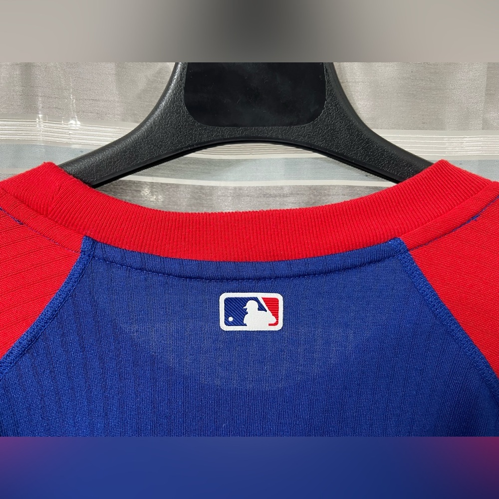 Nike Baseball Texas Rangers Logo Long Sleeve Blue and Red Shirt - Picture 7 of 11